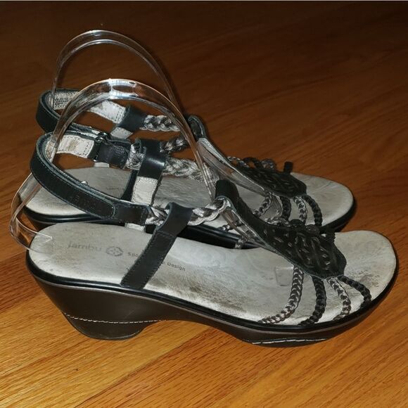 Jambu Black strappy wedge sandals - Picture 1 of 8